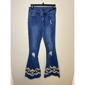 Crazy train wide leg Aztec flare pants women's juniors sz 5/27 western rodeo